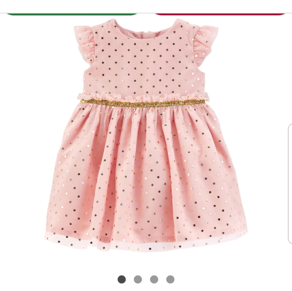 Carter's-blush and gold tulle dress